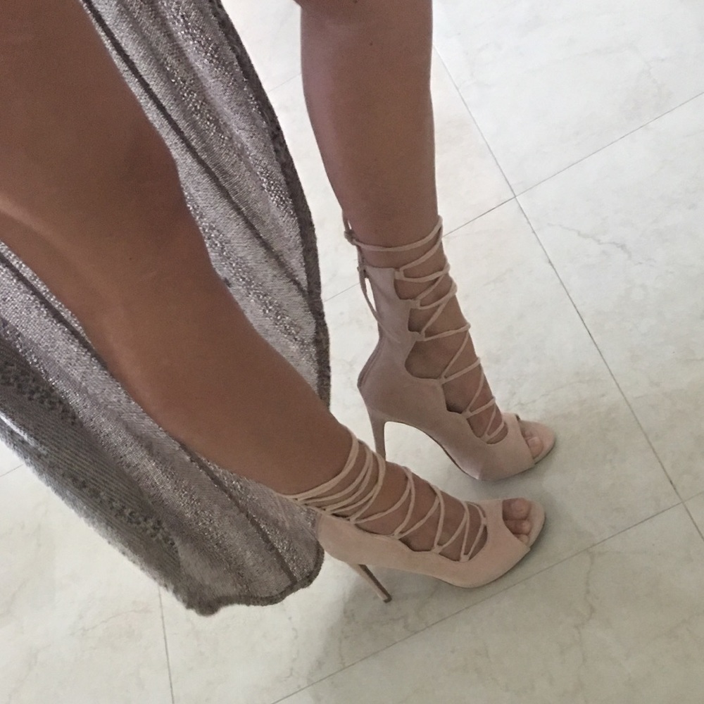 Shoe Republic LA lace up nude heels